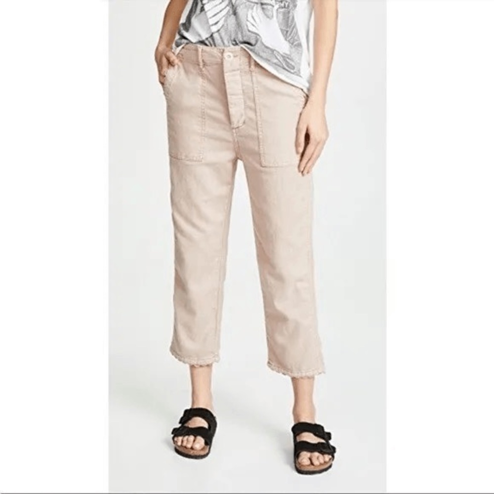 THE GREAT. Cropped Pants in Light Pink Scalloped edges Size 25